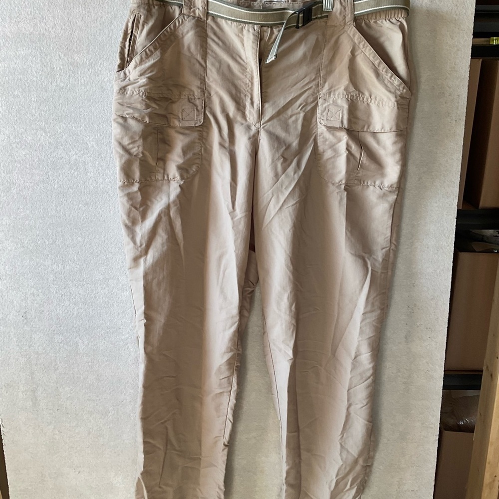 L. L. bean. Tan nylon Trousers with Relaxed Fit and Belt Loops